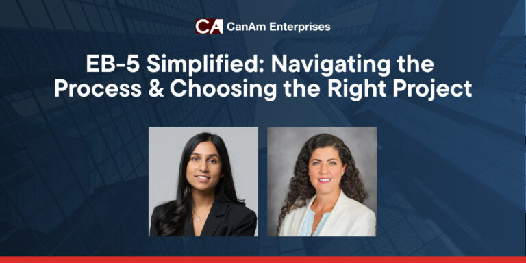 EB-5 focused webcast title and Hiloni & Dominique headshots