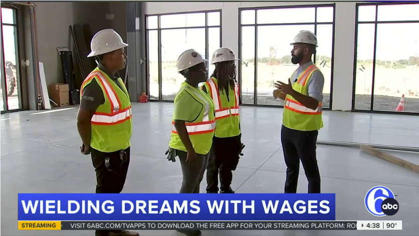 Philadelphia students in career training program at Bellwether District construction site