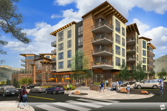 Representación del edificio Waterview Residences ya terminado en Dillon, Colorado